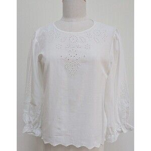 Polo Ralph Lauren Womens Shirt Top Sz 8 White Coton Embroidred Eyelet